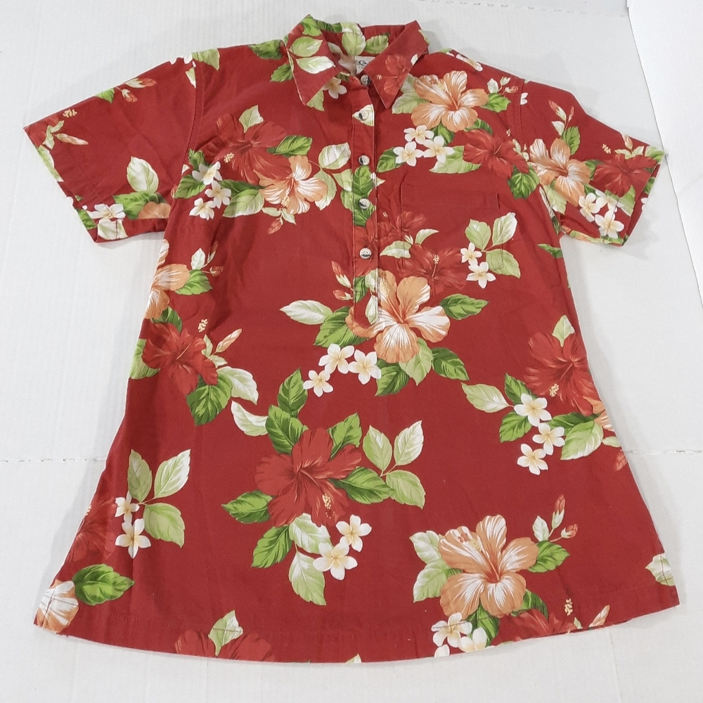Go Barefoot Hibiscus Floral Popover Hawaiian Shirt